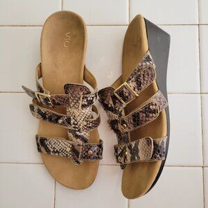 Vionic 7 Snakeskin Print Wedge Sandals RADIA Open‎ Toe Comfort